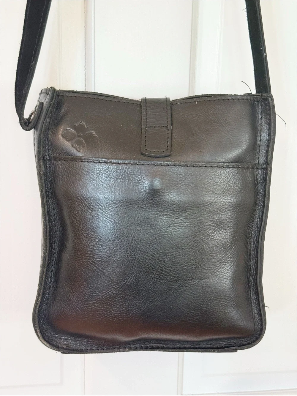 Patricia Nash Venezia Black Leather Pouch Crossbody Bag